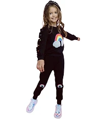 Lola + The Boys Little/Big Girls Ruffle Cloud Gem Patch Long Sleeve Sweatshirt & Jogger Pants Set
