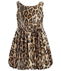 Lola + The Boys Little/Big Girls Sequin Leopard Bubble Dress