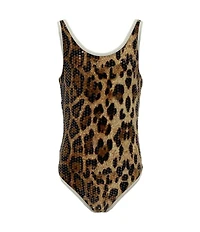 Lola + The Boys Little/Big Girls Sequin Leopard Print 1-Piece Swimsuit