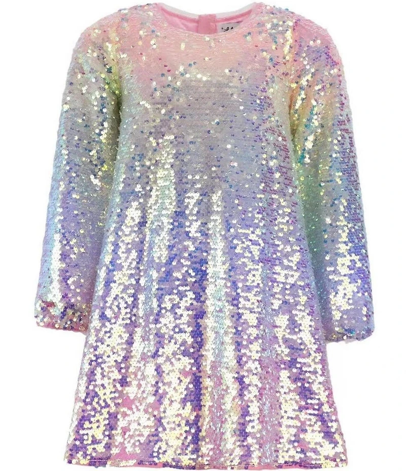 Lola + The Boys Little/Big Girls Sequin Ombre Long Sleeve Party Dress