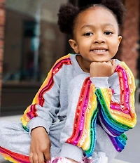 Lola + The Boys Little/Big Girls Sequin Rainbow Taping Long Sleeve Pullover Sweatshirt & Jogger Pants Track Set