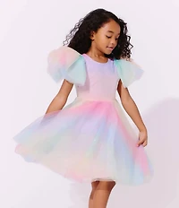 Lola + The Boys Little/Big Girls Sparkle Ombre Tulle Dress