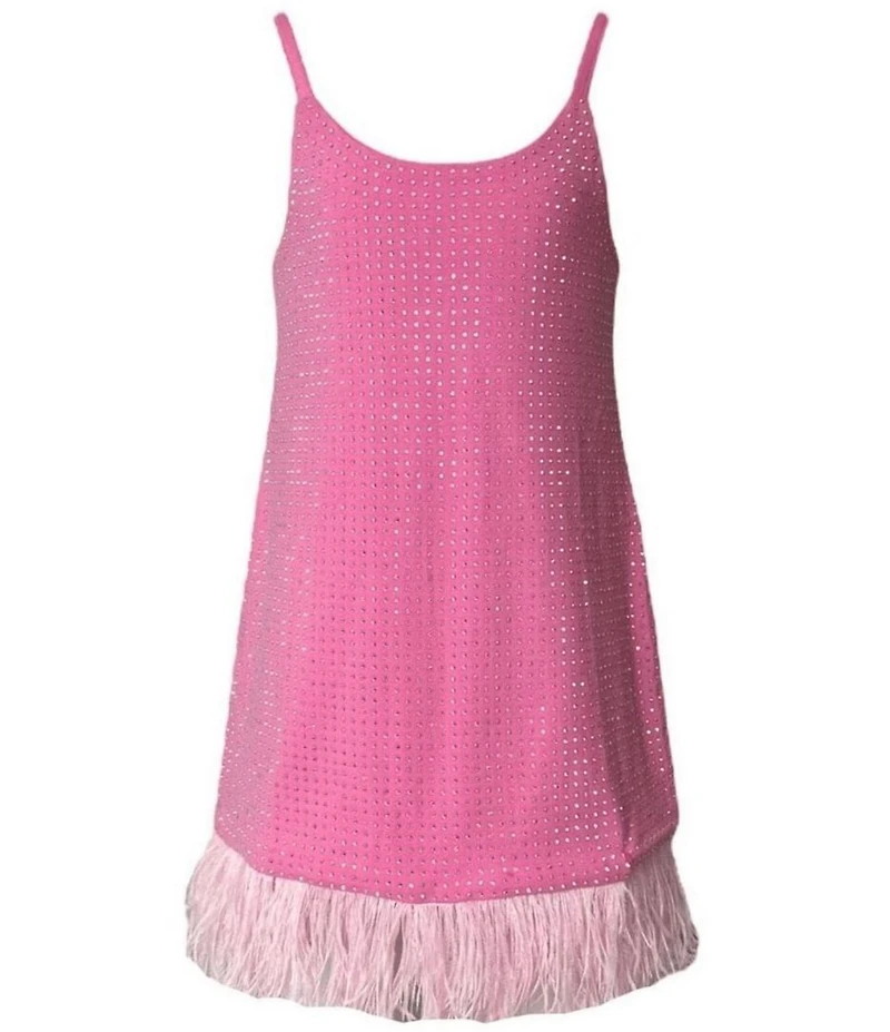 Lola + The Boys Little/Big Girls Taylor Sleeveless Crystal Feather Dress