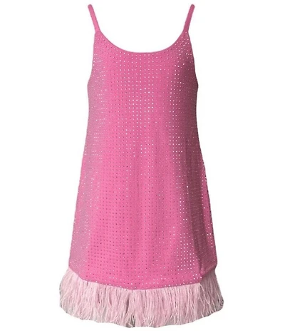 Lola + The Boys Little/Big Girls Taylor Sleeveless Crystal Feather Dress