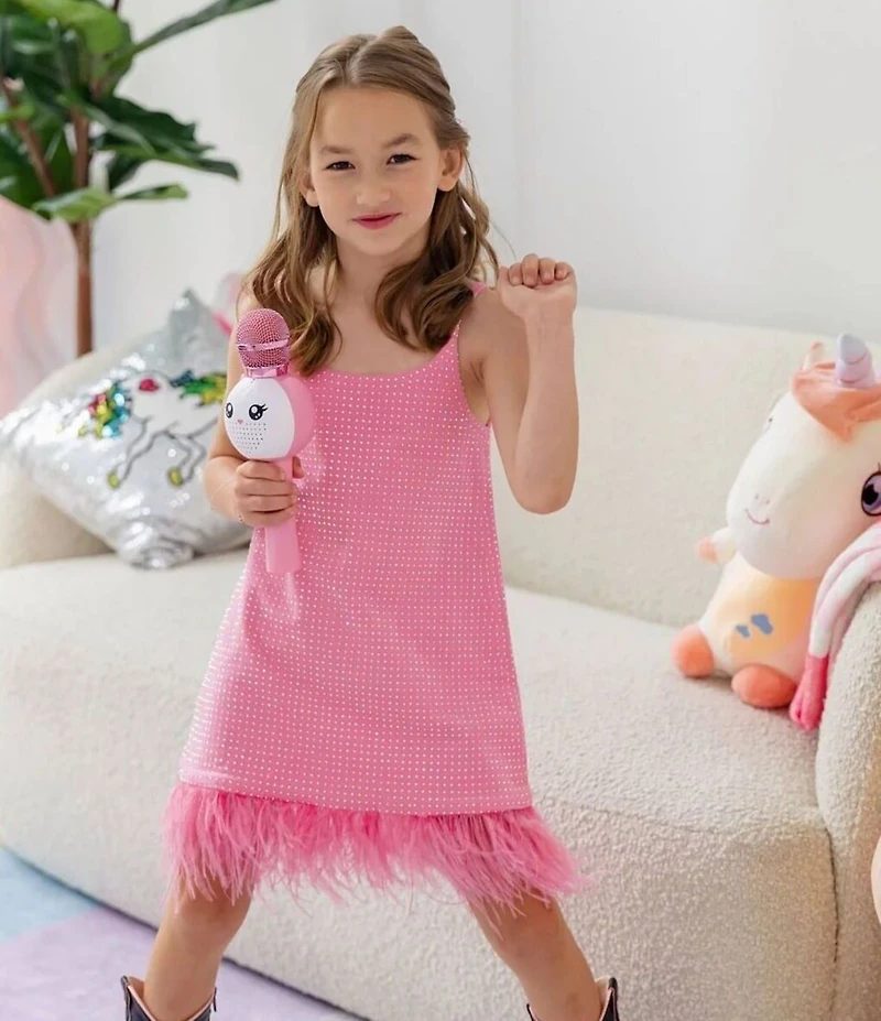 Lola + The Boys Little/Big Girls Taylor Sleeveless Crystal Feather Dress