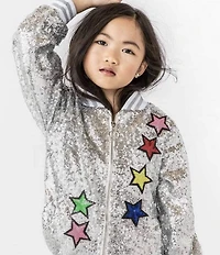 Lola + The Boys Little/Big Girls Unicorn Sequin Bomber Jacket