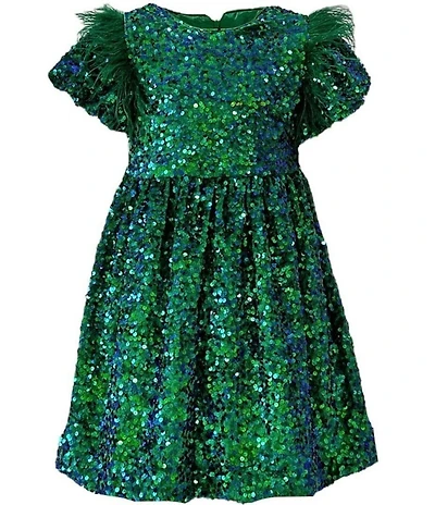 Lola + The Boys Little/Girls Emerald Shimmer Party Dress