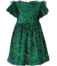 Lola + The Boys Little/Girls Emerald Shimmer Party Dress