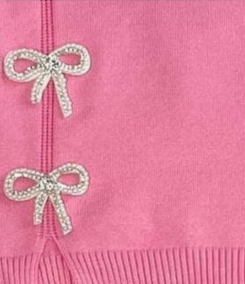 Lola + The Boys Little/Big Girls Pretty In Pink Bow Long Sleeve Sweater and Skirt Set