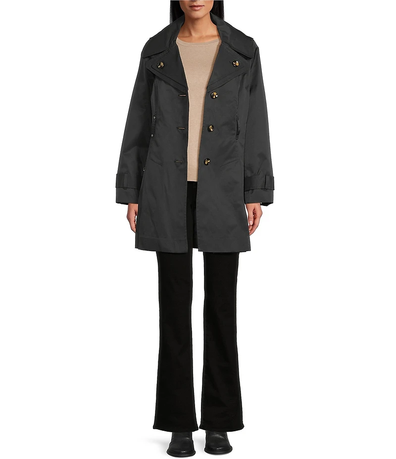 London Fog Double Collar Long Sleeve Belted Single Breasted Trench Coat