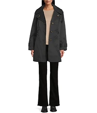 London Fog Double Collar Long Sleeve Belted Single Breasted Trench Coat