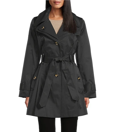 London Fog Double Collar Long Sleeve Belted Single Breasted Trench Coat