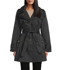 London Fog Double Collar Long Sleeve Belted Single Breasted Trench Coat