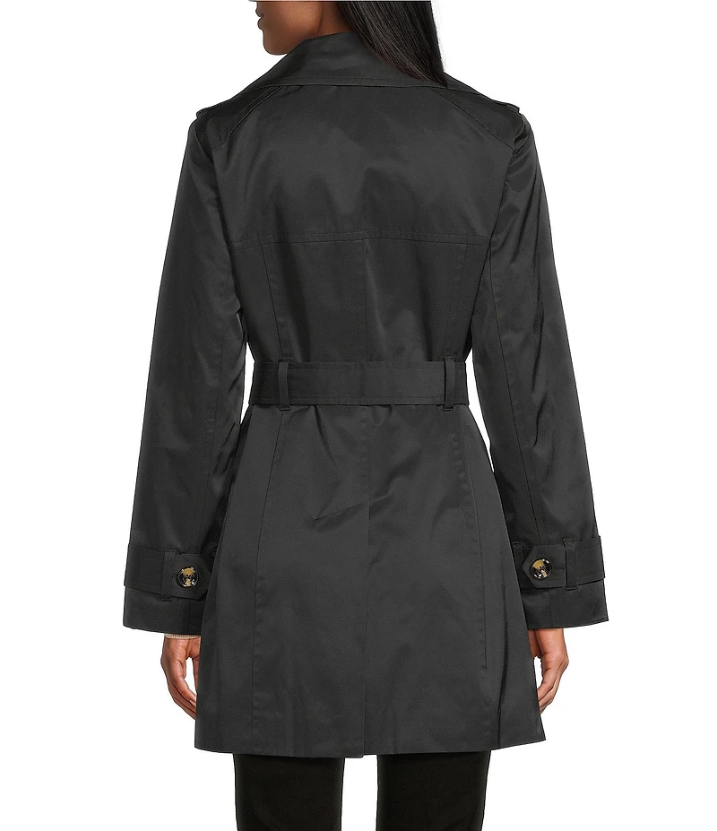 London Fog Double Collar Long Sleeve Belted Single Breasted Trench Coat