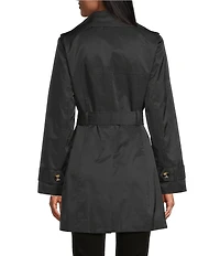 London Fog Double Collar Long Sleeve Belted Single Breasted Trench Coat