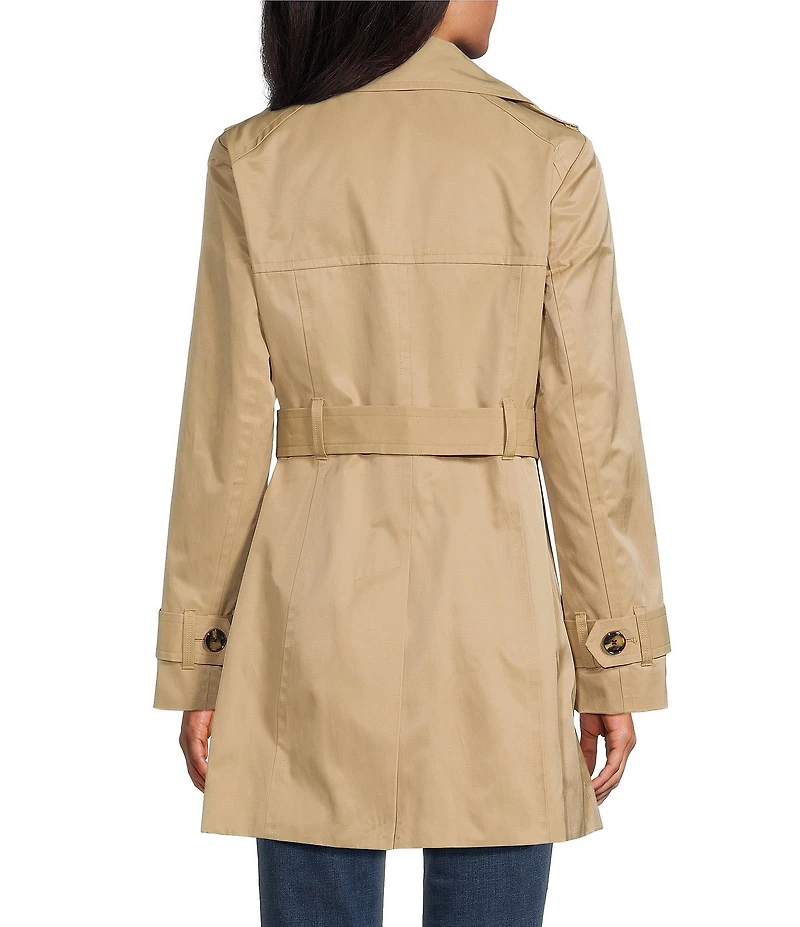 London Fog Double Collar Long Sleeve Belted Single Breasted Trench Coat