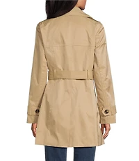 London Fog Double Collar Long Sleeve Belted Single Breasted Trench Coat