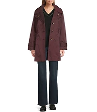 London Fog Double Collar Long Sleeve Belted Single Breasted Trench Coat