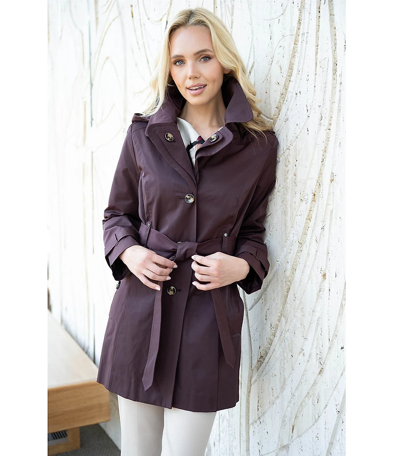 London Fog Double Collar Long Sleeve Belted Single Breasted Trench Coat