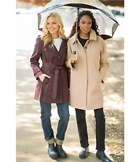 London Fog Double Collar Long Sleeve Belted Single Breasted Trench Coat