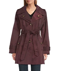 London Fog Double Collar Long Sleeve Belted Single Breasted Trench Coat