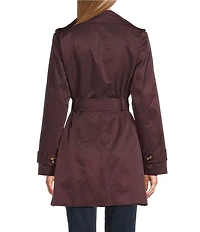 London Fog Double Collar Long Sleeve Belted Single Breasted Trench Coat