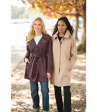 London Fog Double Collar Long Sleeve Belted Single Breasted Trench Coat