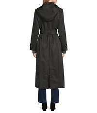 London Fog Point Collar Long Sleeve Belted Single Breasted Trench Coat