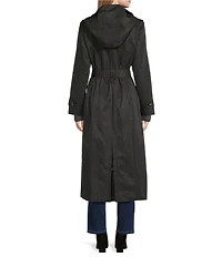 London Fog Point Collar Long Sleeve Belted Single Breasted Trench Coat