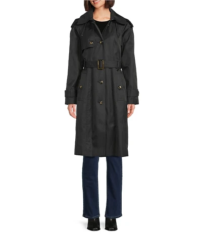 London Fog Single Breasted Point Collar Belted Trench Coat