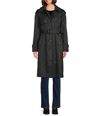 London Fog Single Breasted Point Collar Belted Trench Coat
