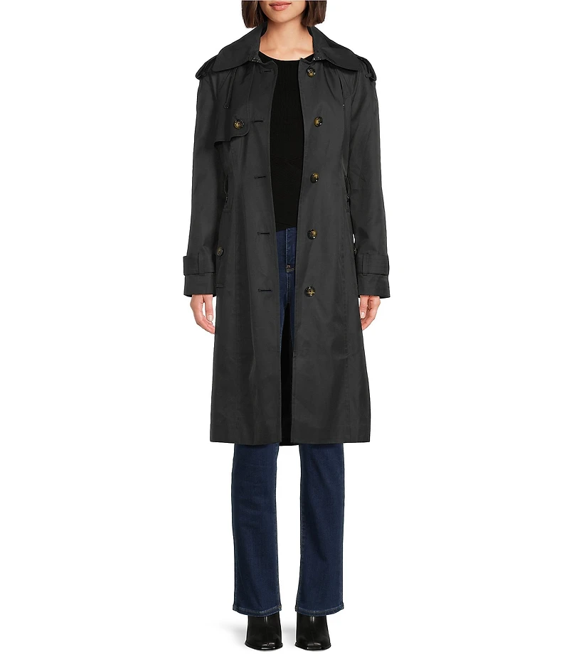 London Fog Single Breasted Point Collar Belted Trench Coat