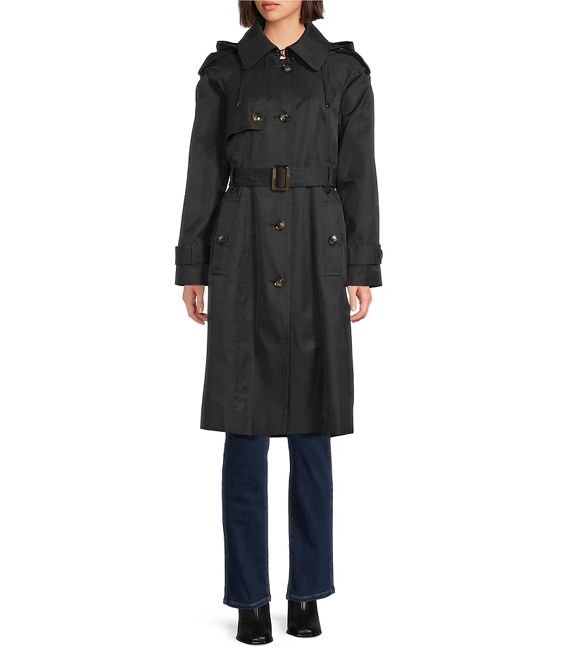 London Fog Single Breasted Point Collar Belted Trench Coat