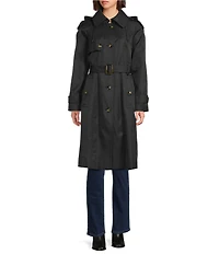 London Fog Single Breasted Point Collar Belted Trench Coat