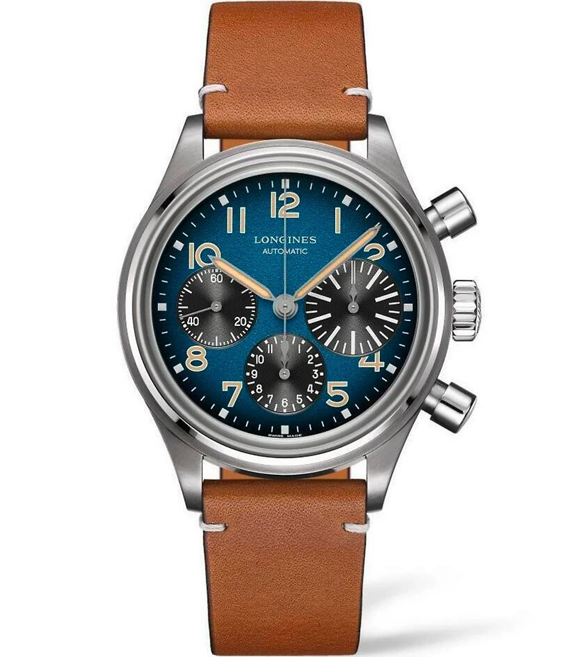 Longines Men's Avigation BigEye Chronograph Brown Leather Strap Watch