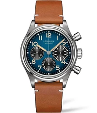 Longines Men's Avigation BigEye Chronograph Brown Leather Strap Watch