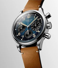 Longines Men's Avigation BigEye Chronograph Brown Leather Strap Watch