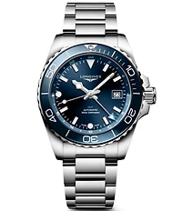 Longines Men's Blue Dial Hydroconquest Automatic GMT Stainless Steel Bracelet Watch