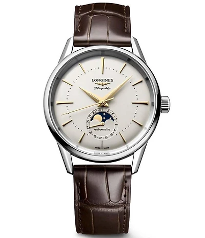 Longines Men's Heritage Classic Automatic Stainless Steel Alligator Strap Watch