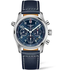Longines Men's Spirit Automatic Blue Leather Strap Watch