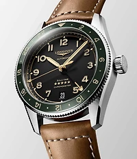 Longines Men's Spirit Zulu Automatic Brown Leather Strap 39mm Watch