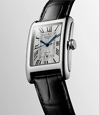 Longines Unisex Dolcevita Automatic Black Leather Strap Watch