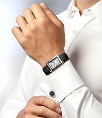 Longines Unisex Dolcevita Automatic Black Leather Strap Watch