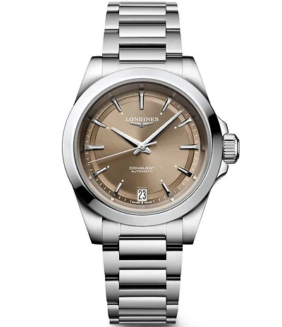 Longines Women's Brown Dial Conquest Collection Automatic Stainless Steel Bracelet Watch