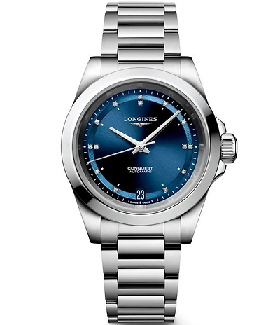 Longines Women's Blue Dial Conquest Collection Automatic Stainless Steel Bracelet Watch