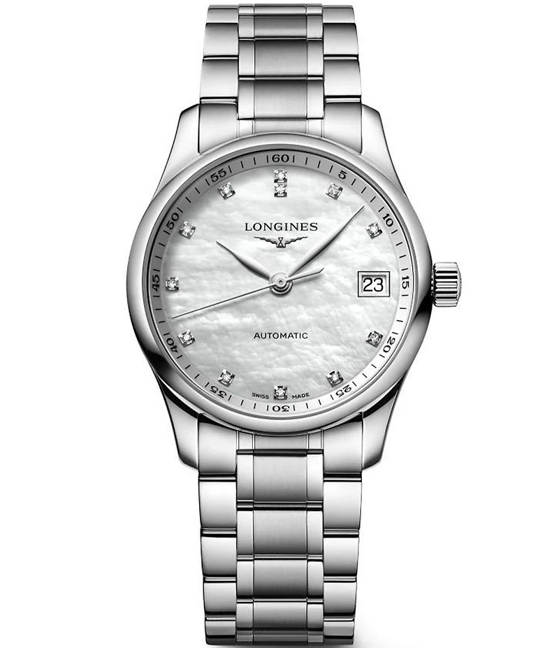 Longines Women's Master Automatic Pearl Dial Stainless Steel Bracelet Watch