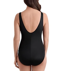 Longitude Gilded Garden Long Torso Buckle Shirred Surplice One-Piece Swimsuit