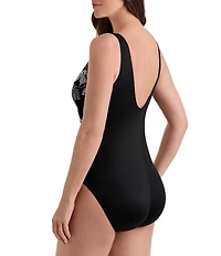 Longitude Gilded Garden Long Torso Buckle Shirred Surplice One-Piece Swimsuit