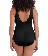 Longitude Jungle Boogie Long Torso V-Neck Tummy Control Surplice One-Piece Swimsuit