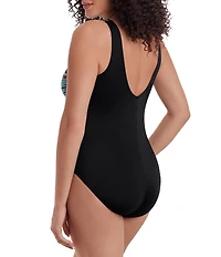 Longitude Jungle Boogie Long Torso V-Neck Tummy Control Surplice One-Piece Swimsuit